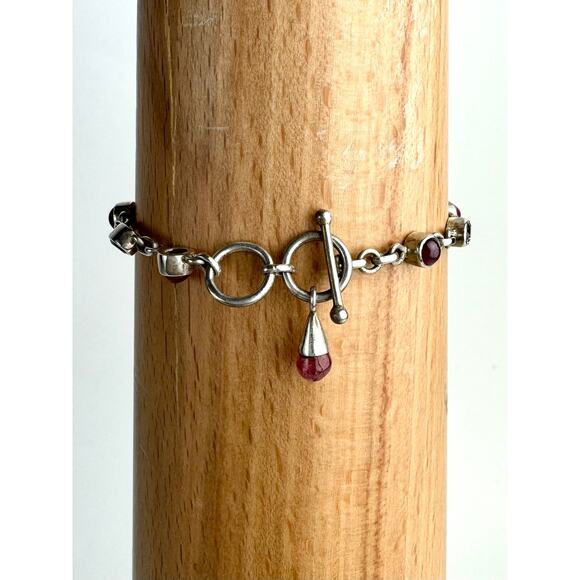 Amethyst Pink Tourmaline Indian Ruby Bracelet Adjustable 6" - 6.5" - Picture 6 of 8